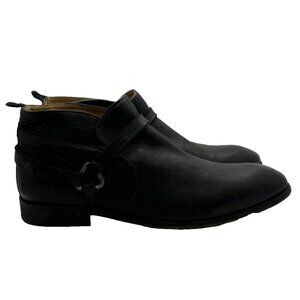 Hudson London Men’s Chelsea Ankle Boot EU 44/US 11 Black Leather Strappy Pull On